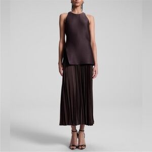 Brand NWT ALC Brown Halter Pleated Dress Willow